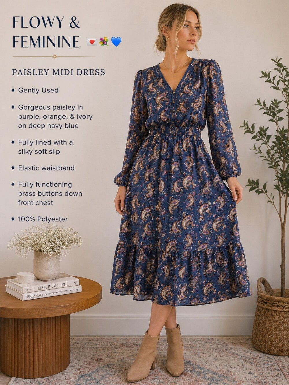 DR2 Blue Paisley Midi Dress